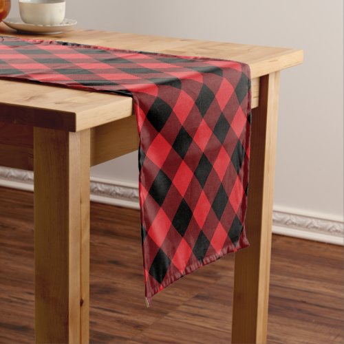 Rustic Red and Black Buffalo Plaid Short Table Runner
