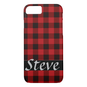 Rustic red and black plaid iPhone 8/7 case