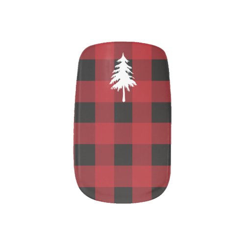 Rustic Red and Black Plaid Christmas Minx Nail Art