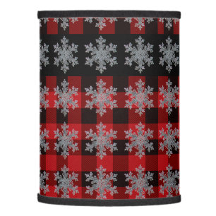 Rustic red and black plaid -snowflakes lamp shade