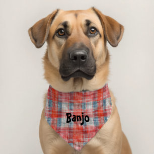 Rustic Red and Blue Plaid Pet Bandana Collar