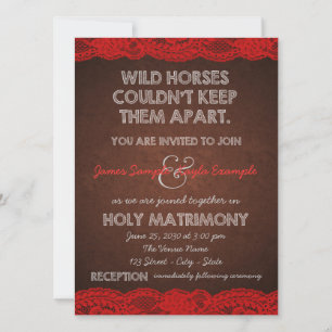 Rustic Red and Brown Country Wedding Invitation
