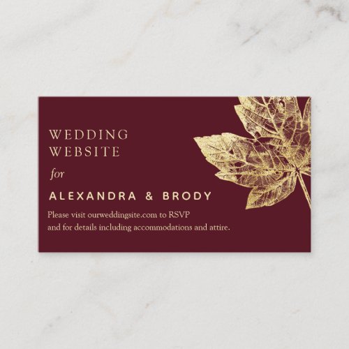 Rustic Red and Gold Foil Leaves Fall  Enclosure Card
