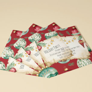 Rustic Red and Green Holidays  Invitation