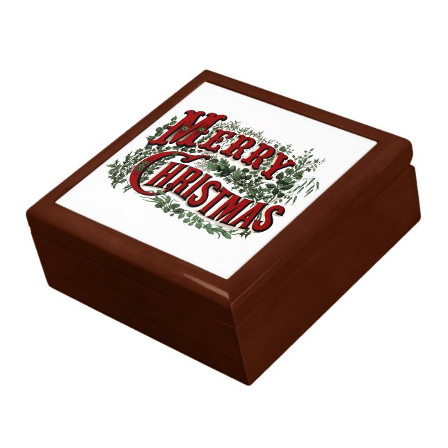 Rustic Red and Green Merry Christmas Gift Box (Side)