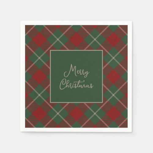 Rustic Red and Green Tartan Plaid Christmas Napkins