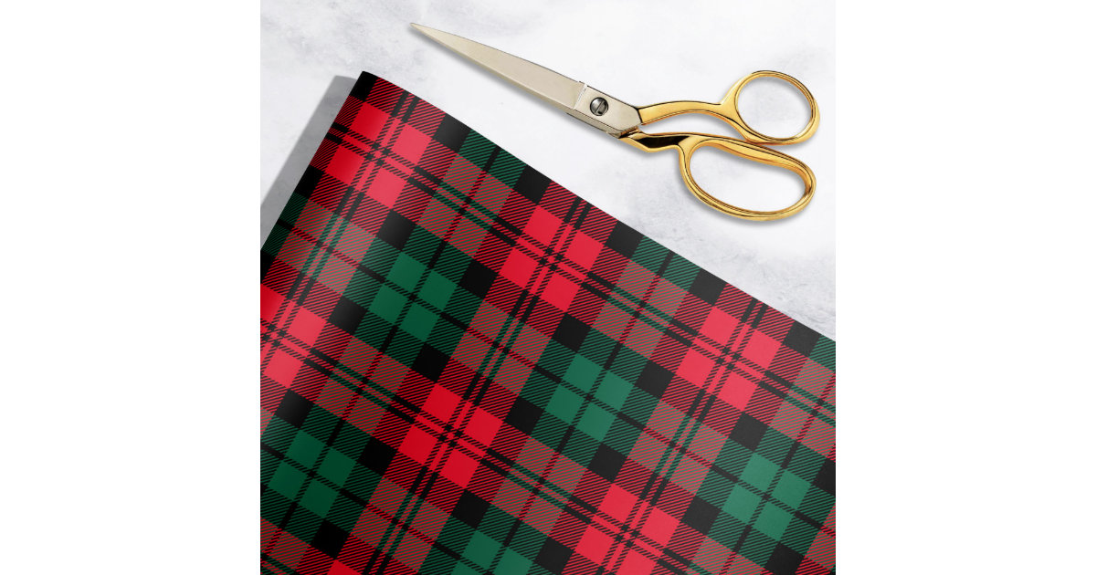 Red and Green Tartan Plaid 3 Double Layer Fabric Ribbon
