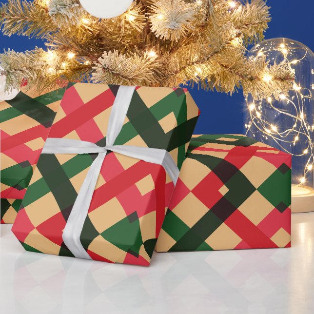 Rustic Red and Green Tartan Plaid Holiday Wrapping Paper (Holidays)