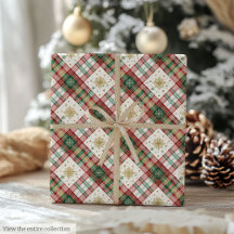 Rustic red and green watercolor greenery gift wrap