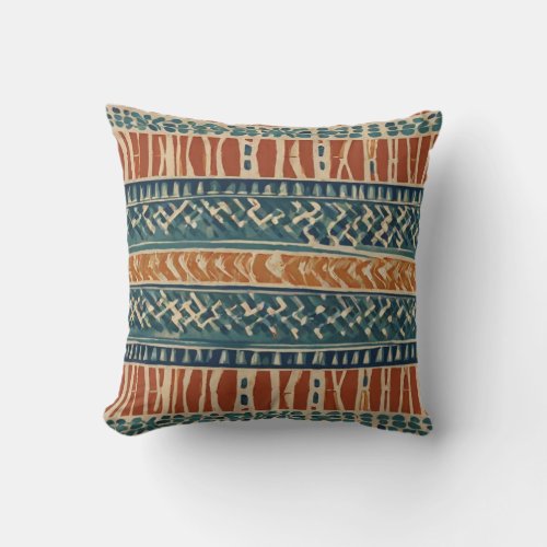 Rustic Red and Orange Pattern Throw Pillow