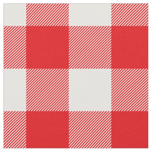Rustic Red and White Buffalo Check Pattern Fabric
