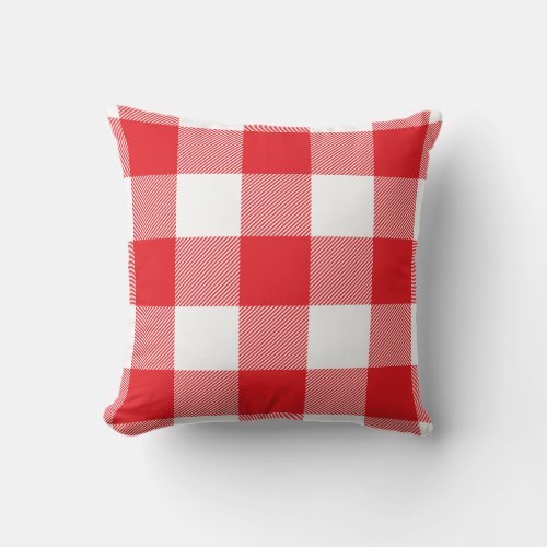 Rustic Red and White Buffalo Check Pattern Outdoor Pillow