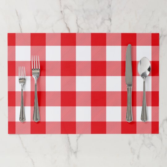 Rustic Red and White Buffalo Check Pattern Paper Placemat