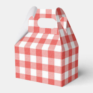 Rustic Red And White Plaid Gingham Wedding Party Favor Boxes