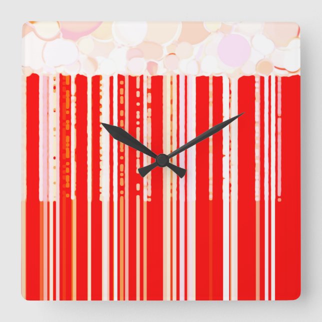 Rustic Red and White Square Wall Clock (Front)
