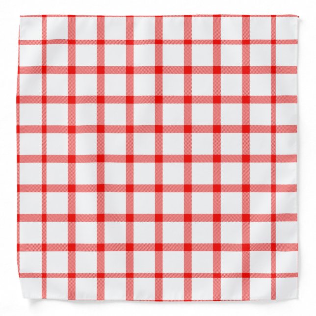 Rustic Red and White Tartan Plaid Pattern Bandana (Front)