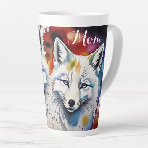 Rustic Red and White Watercolor White Fox Latte Mug