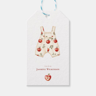 Rustic Red Apple Baby Shower Watercolor Design Gift Tags