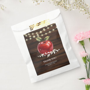 Rustic Red Apple Floral Baby Shower Favor Bag