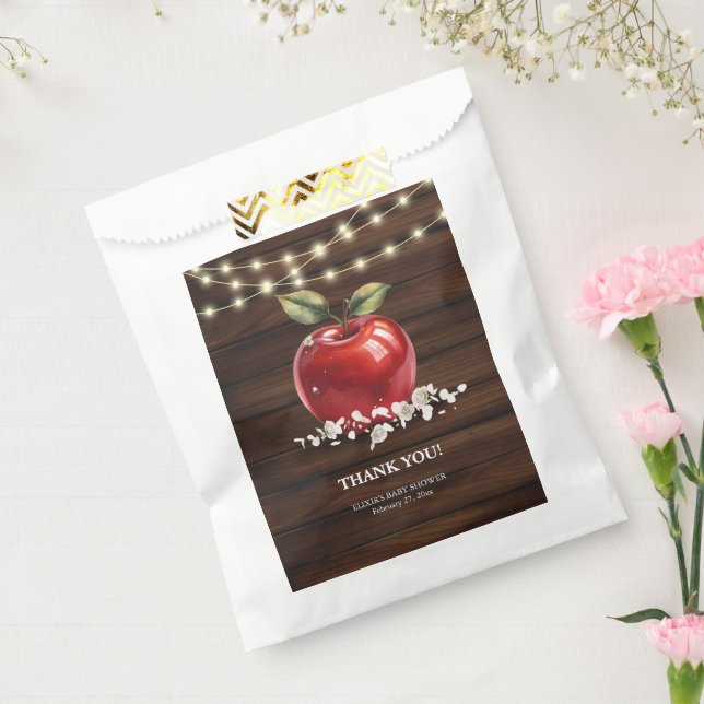 Rustic Red Apple Floral Baby Shower Favor Bag (Sealed)