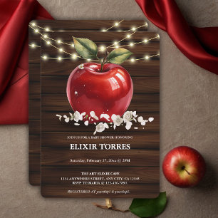 Rustic Red Apple Floral Baby Shower Invitation