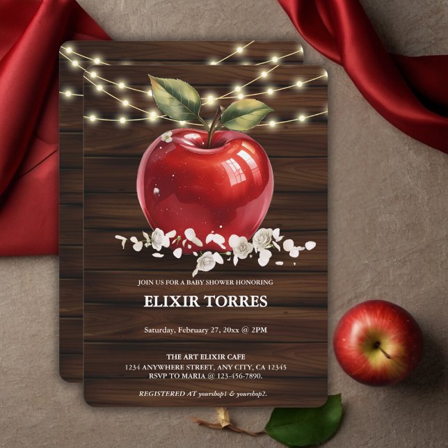 Rustic Red Apple Floral Baby Shower Invitation (Creator Uploaded)
