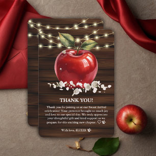 Rustic Red Apple Floral Baby Shower Thank You Card