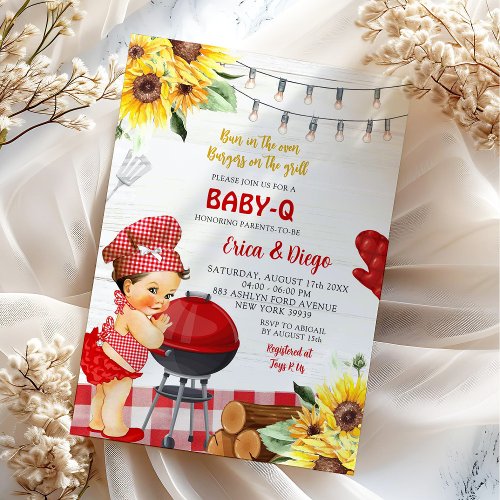 Rustic Red Backyard Baby_Q Mexican Girl Shower Invitation