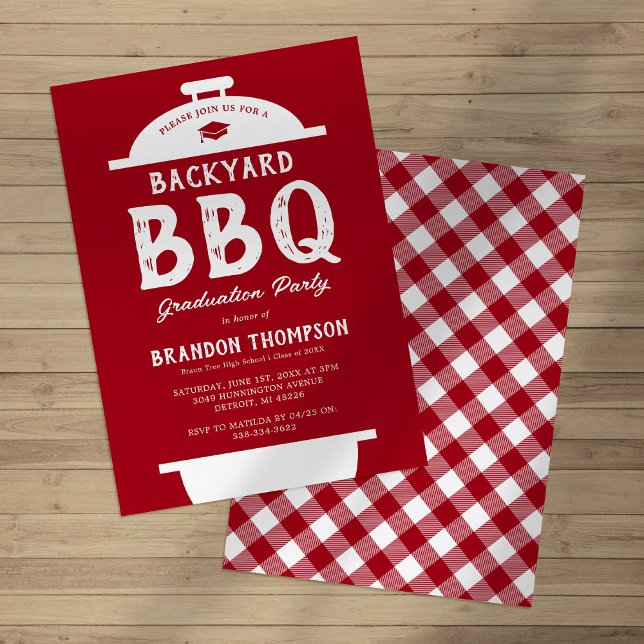 Rustic Red Backyard BBQ Graduation Party Invitation (Creator Uploaded)