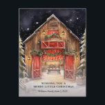 Rustic Red Barn Country Company Christmas Card<br><div class="desc">Watercolor Rustic Red Barn Country Christmas Card featuring a gorgeous country barn all decked out for the holiday season. What a perfect way to send your holiday greetings this season.</div>