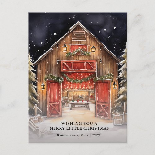 Rustic Red Barn Country Company Christmas Card 