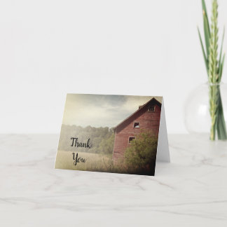 Rustic Red Barn Country Thank You Card