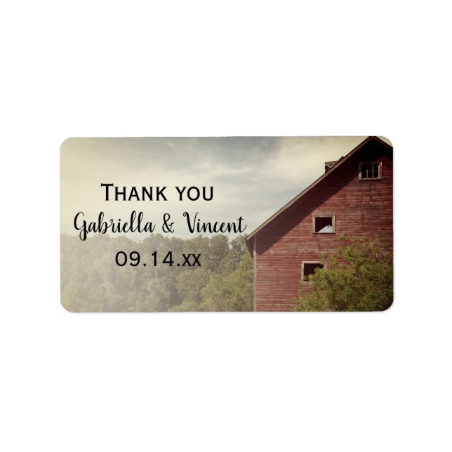 Rustic Red Barn Country Wedding Favor Tag (Front)