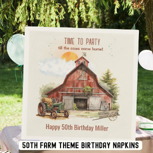 Rustic Red Barn Farm Birthday Tractor Party Napkins