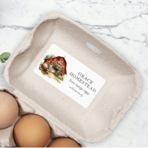 Rustic Red Barn Farm Egg Carton Label