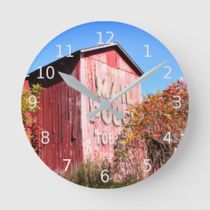 Rustic Red Barn Round Clock