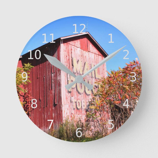 Rustic Red Barn Round Clock (Front)