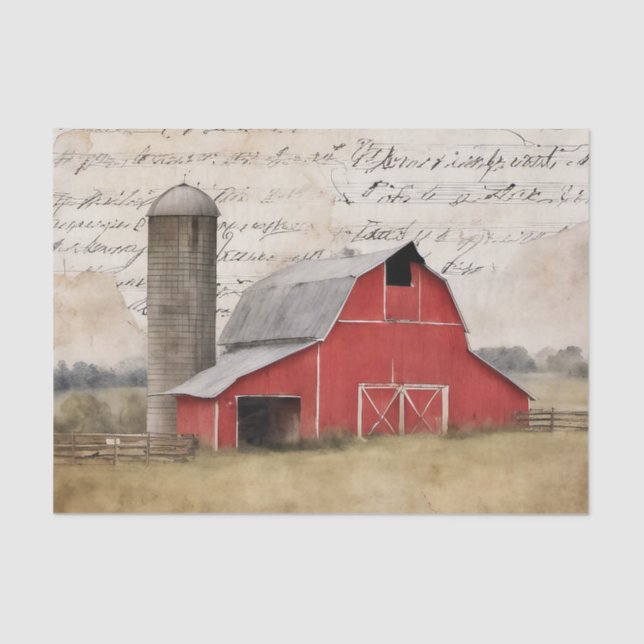 Rustic Red Barn Tissue Paper (Front)