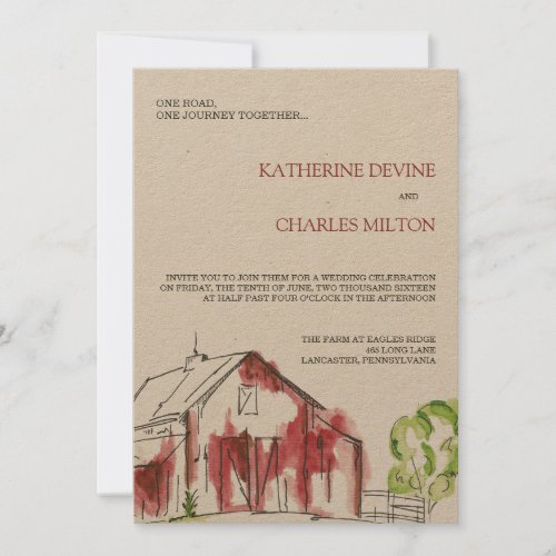 Rustic Red Barn Wedding Invitation