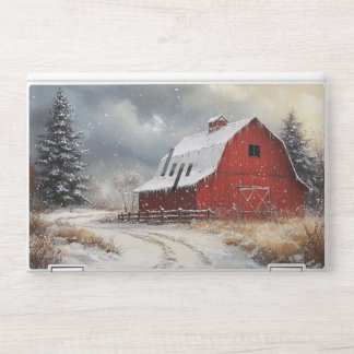 Rustic Red Barn Winter Scenic Art HP Laptop Skin