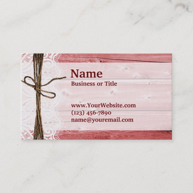 Rustic Red Barn Wood Business Cards (Front)