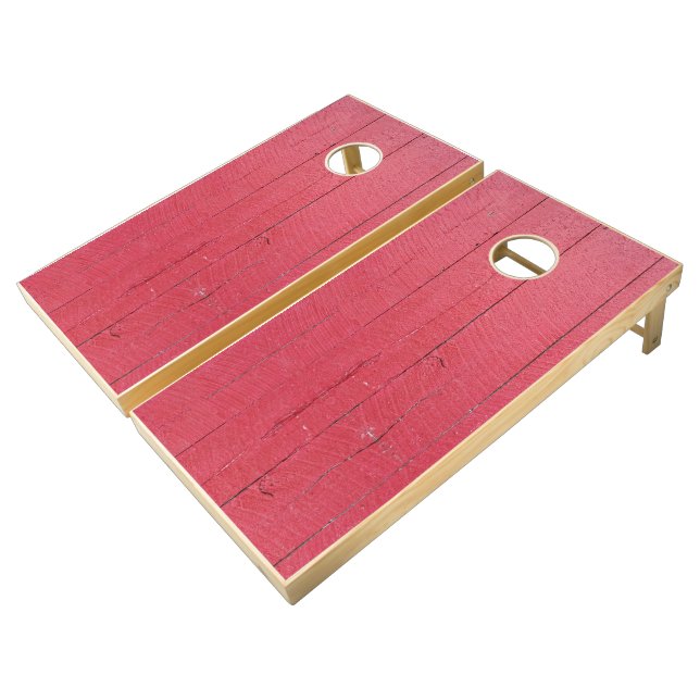 Rustic Red Barn Wood Cornhole Set (Angled)