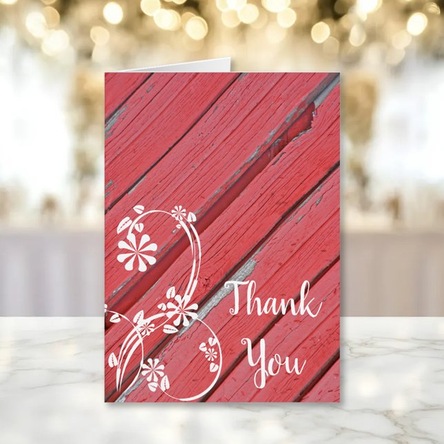 Rustic Red Barn Wood Country Thank You Cards (Creator Uploaded)