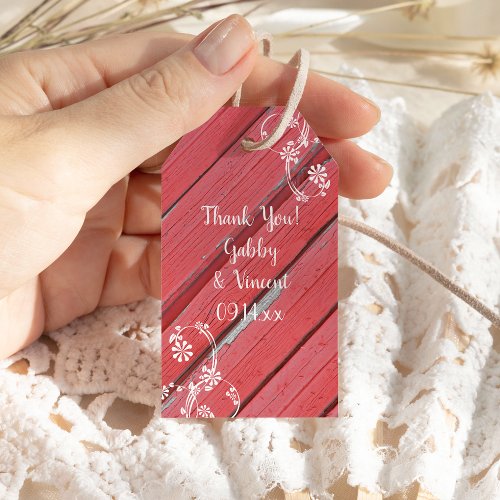 Rustic Red Barn Wood Country Wedding Favor Tag