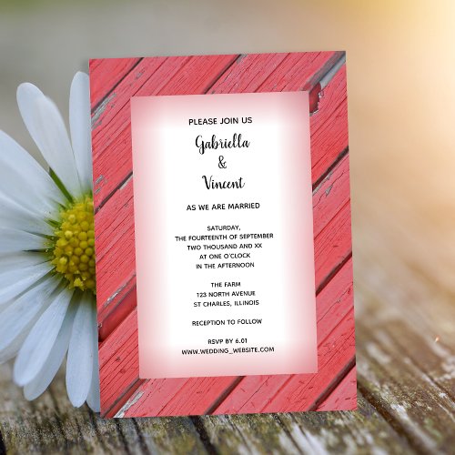 Red Barn Wood Country Wedding Invitation