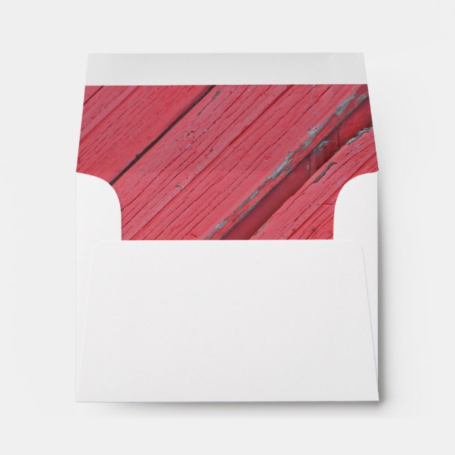 Rustic Red Barn Wood Country Wedding RSVP Card Envelope (Back (Bottom))
