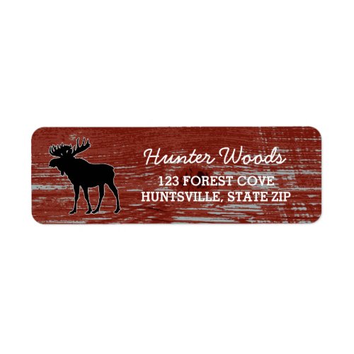 Rustic Red Barn Wood Grain  Manly Moose Wildlife Label