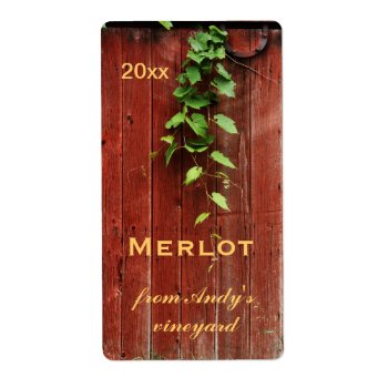 Rustic Red Barn Wooden Planks With Grapevine Label by myworldtravels at Zazzle