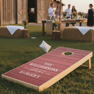 Rustic Red Barnwood Personalized Wedding Cornhole Set