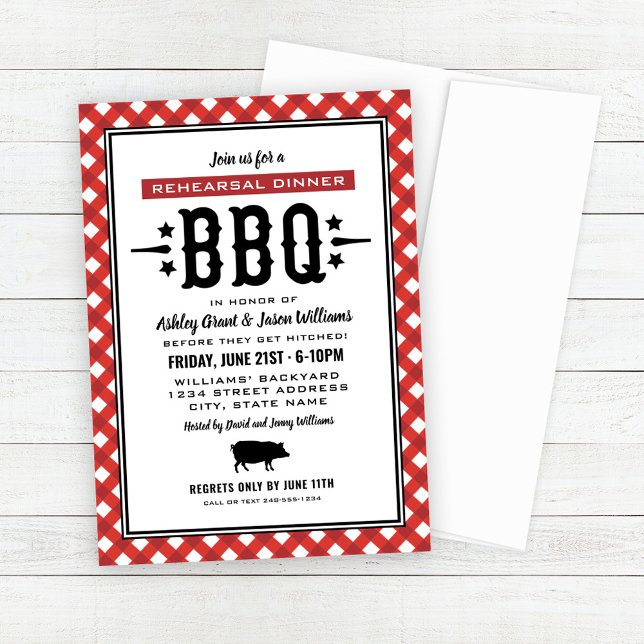 Rustic Red BBQ Wedding Rehearsal Dinner Invitation (Creator Uploaded)